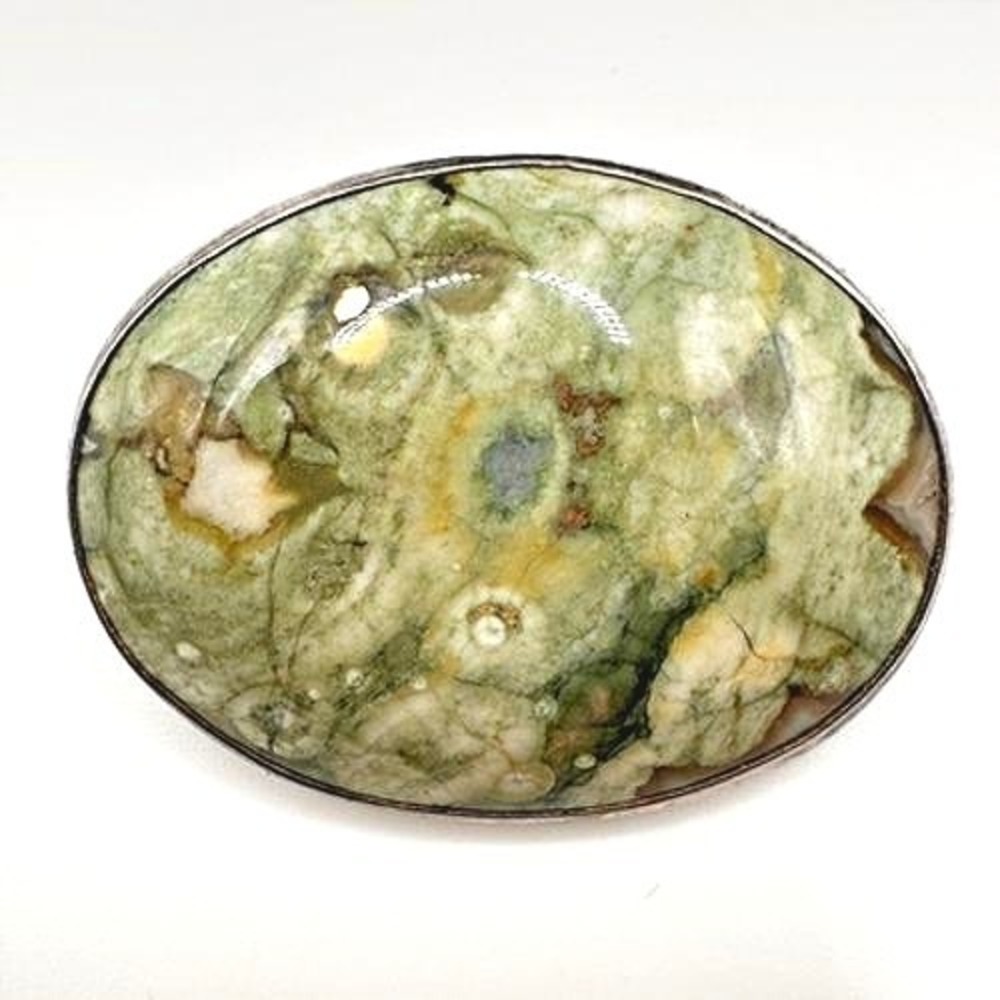 Artisan Brooch Sterling Silver & Gemstone Brooch Signed AB Artisans 1.5" x 1"